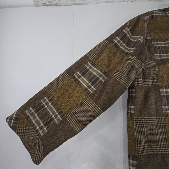 ORTON BROTHERS PATCHWORK BROWN FLANNEL SHIRT MEN'S SIZE LARGE - Picture 9 of 16